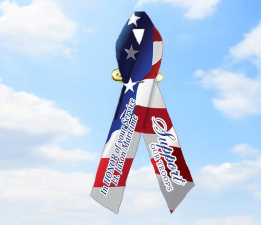 Patriotic Support Our Troops Ribbon (U.S. Flag) - Pack of 10 - The Funeral Program Site