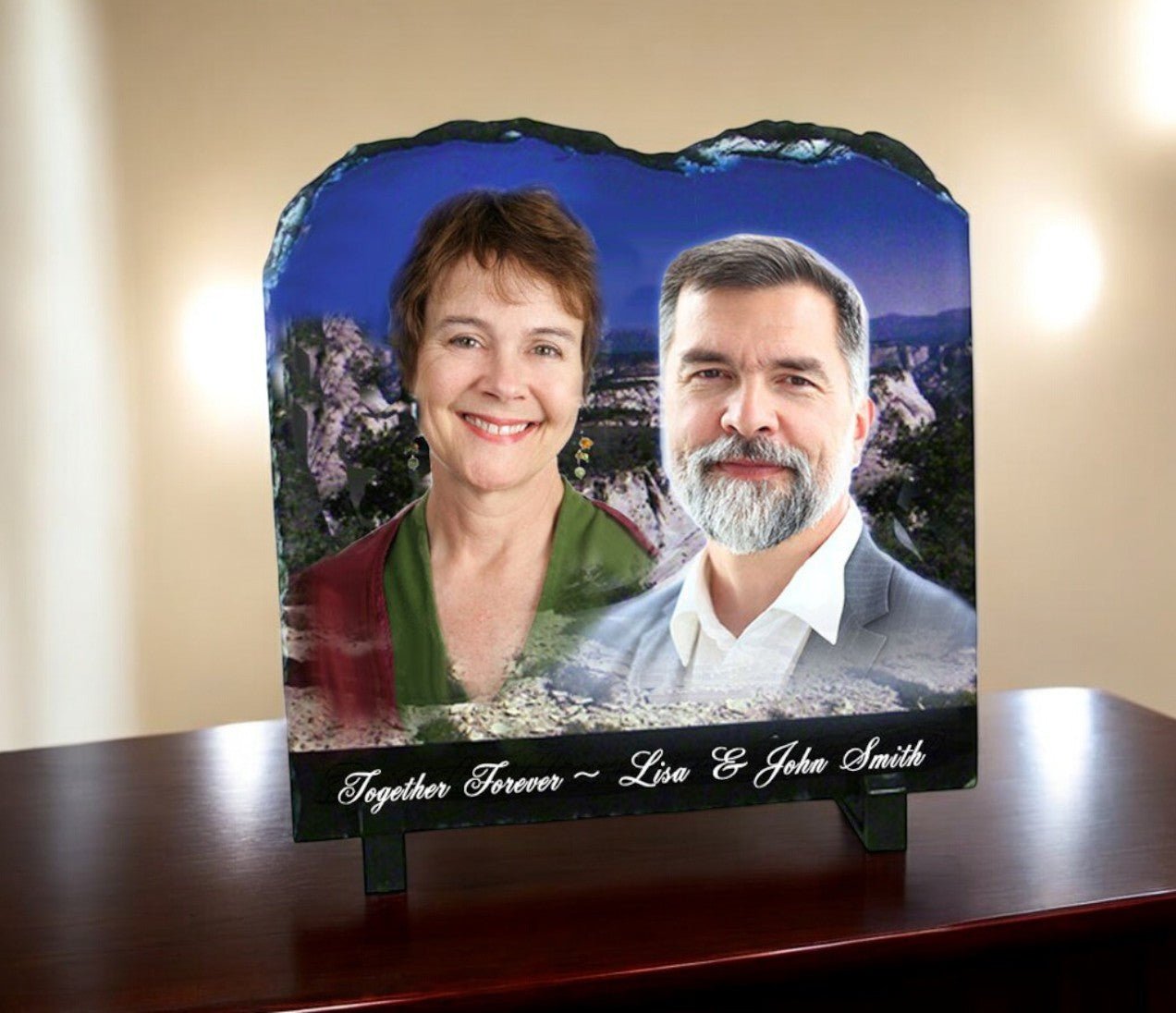 Tablet Shape Memorial Slate Stone Plaque with Stand - The Funeral Program Site