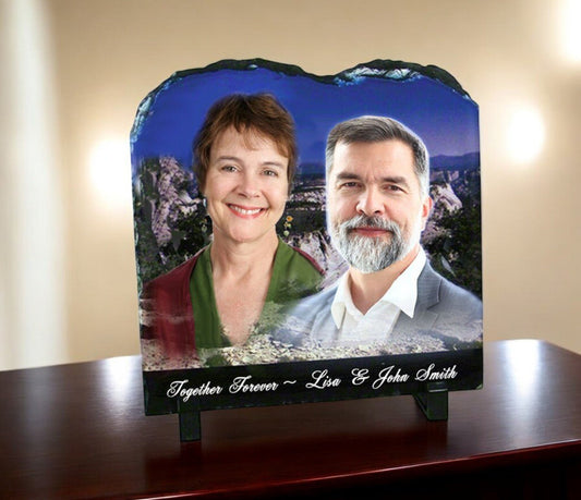 Tablet Shape Memorial Slate Stone Plaque with Stand - The Funeral Program Site