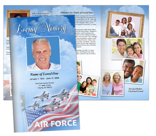 Air Force Trifold Funeral Brochure Template