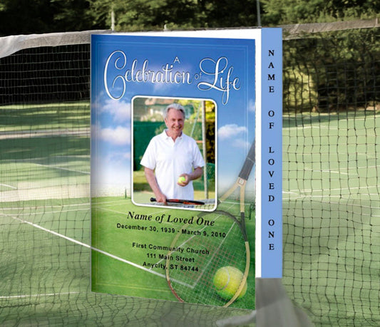 Tennis 4 - Sided Graduated Funeral Program Template - The Funeral Program Site