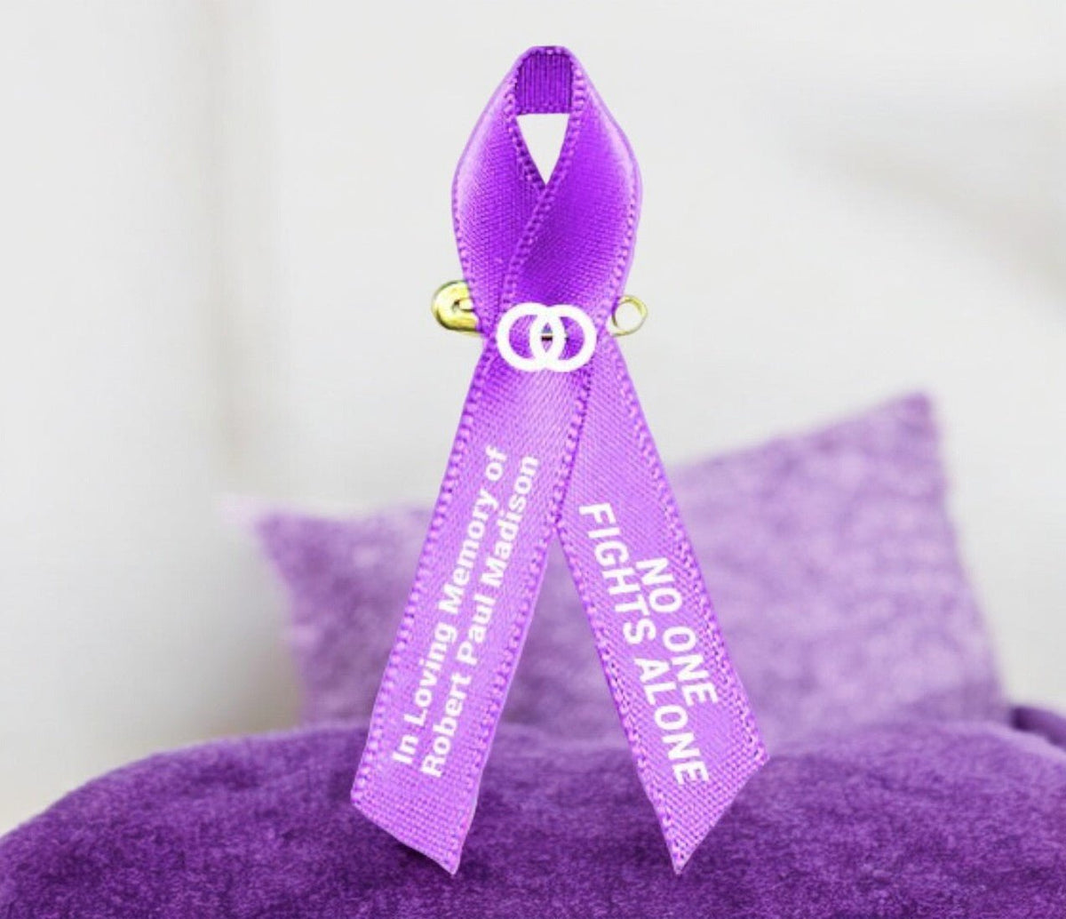Cinta para el cáncer testicular (morado orquídea) - Paquete de 10 - Sitio  del Programa Funerario – The Funeral Program Site, image size:1200x1034