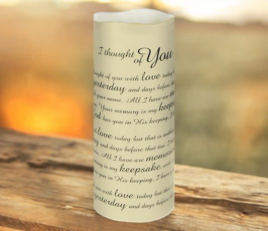 Thoughts of You Personalized LED Memorial Candle - The Funeral Program Site