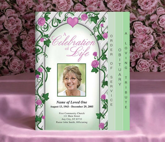 Trellis 8 - Sided Graduated Program Template - The Funeral Program Site