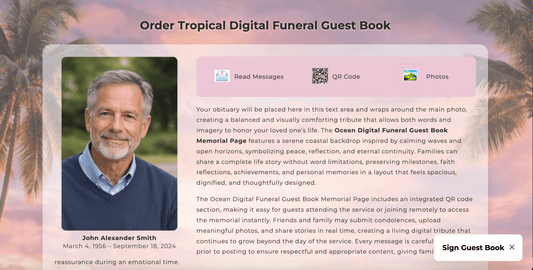 Tropical Digital Funeral Guest Book - The Funeral Program Site