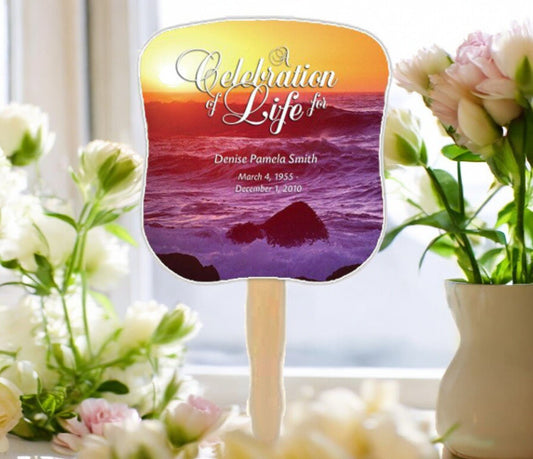 Twilight Cardstock Memorial Fan With Wooden Handle (Pack of 10) - The Funeral Program Site