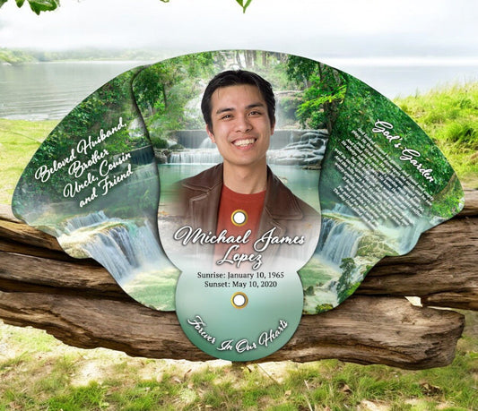 Waterfall Folding Memorial Hand Fans (Pack of 10) - The Funeral Program Site