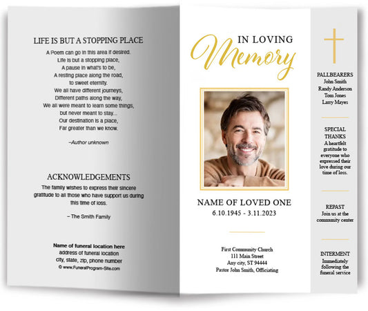 Silver Gold Funeral Program Template