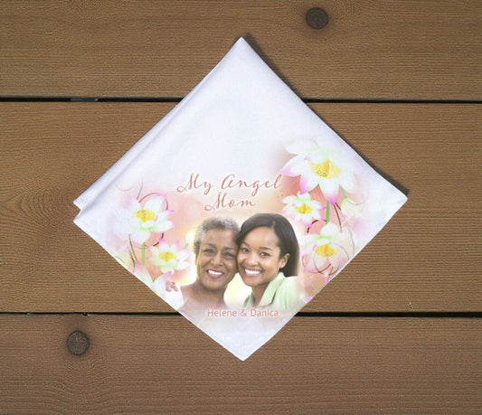 White Blossoms Personalized Memorial Handkerchief - The Funeral Program Site