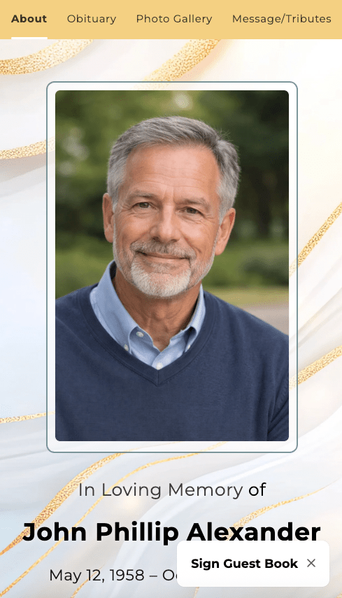 White Marble Online Memorial Website - The Funeral Program Site