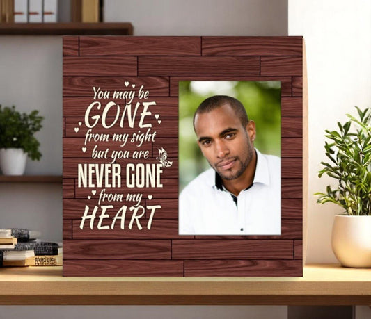 You May Be Gone Wood Memorial Plaque - The Funeral Program Site