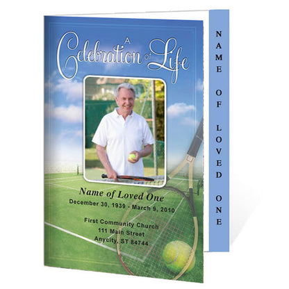 Tennis 4-Sided Graduated Funeral Program Template.