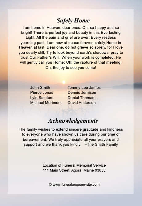 Vision 4-Sided Graduated Funeral Program Template.
