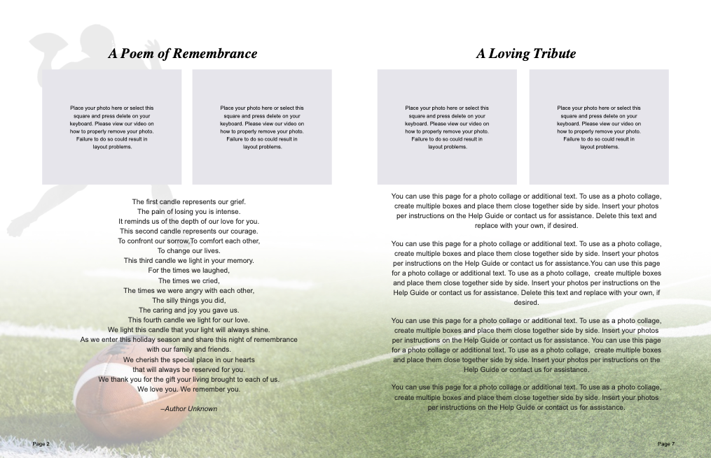 Navy Blue-Silver Football Team Color Funeral Booklet Template.
