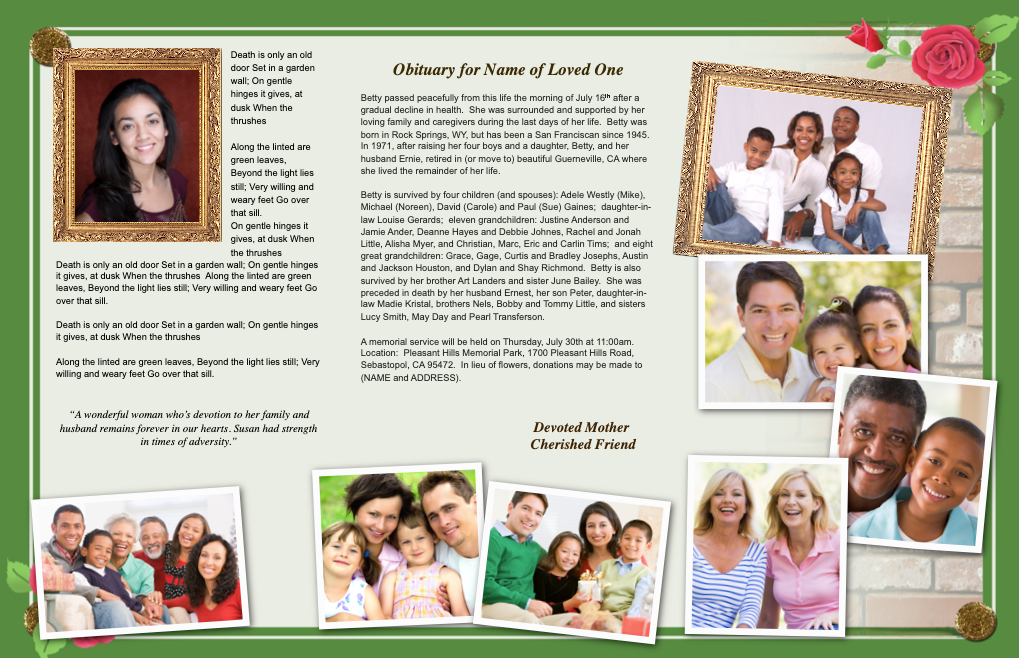 Austere Trifold Funeral Brochure Template.