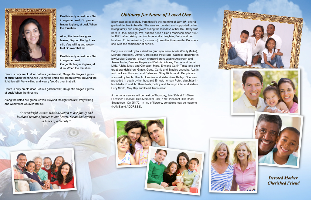 Air Force Trifold Funeral Brochure Template.