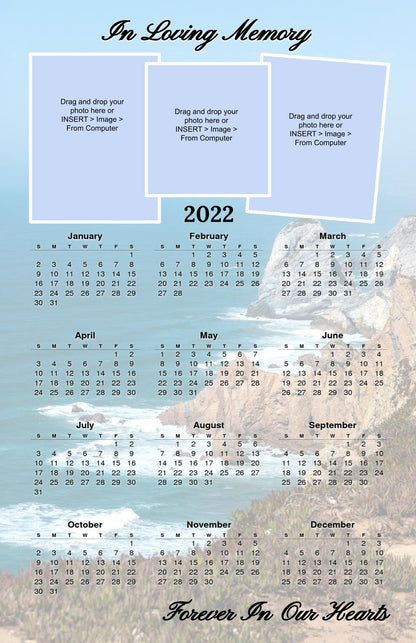 Waterscape Memorial Calendars Template Google Docs.