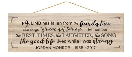A Fallen Limb Personalized Custom In Loving Memory Wood Sign - The Funeral Program Site