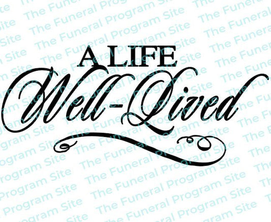 A Life Well Lived Funeral Program Title - The Funeral Program Site