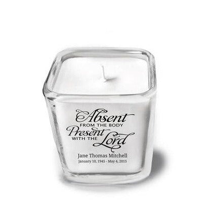 Absent From Body Personalized Glass Memorial Candle - The Funeral Program Site