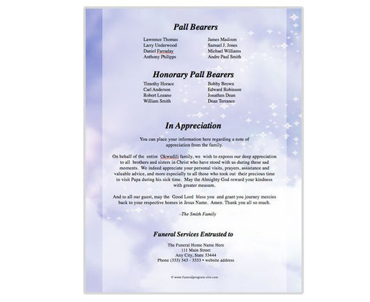 Adoration Funeral Booklet Template - The Funeral Program Site