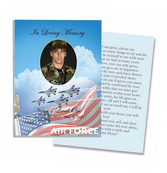 Air Force Small Memorial Card Template.