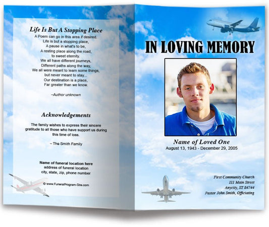 Airplane Funeral Program Template - The Funeral Program Site
