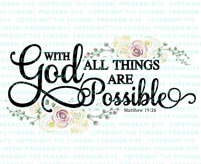 All Things Are Possible Bible Verse Word Art.
