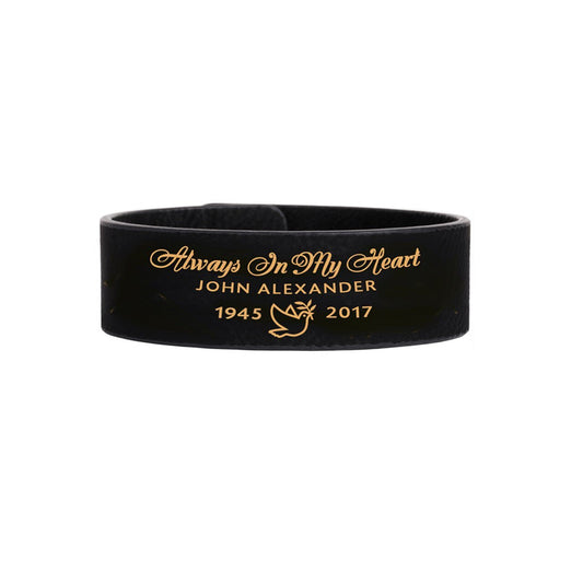 Always In My Heart Memorial Leatherette Bracelet - The Funeral Program Site