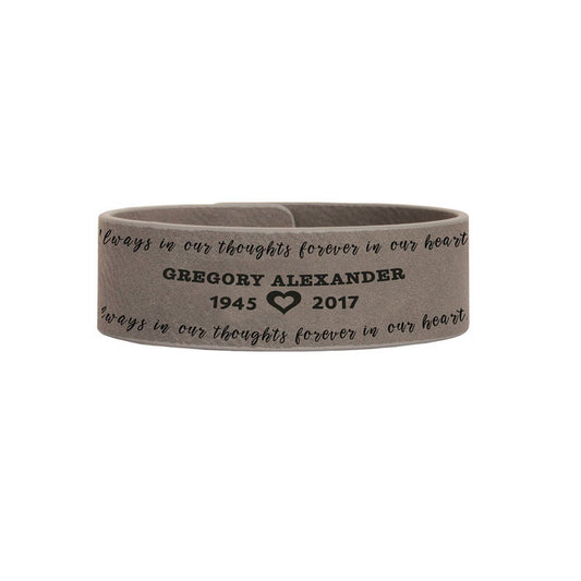 Always In My Thoughts Memorial Leatherette Bracelet - The Funeral Program Site