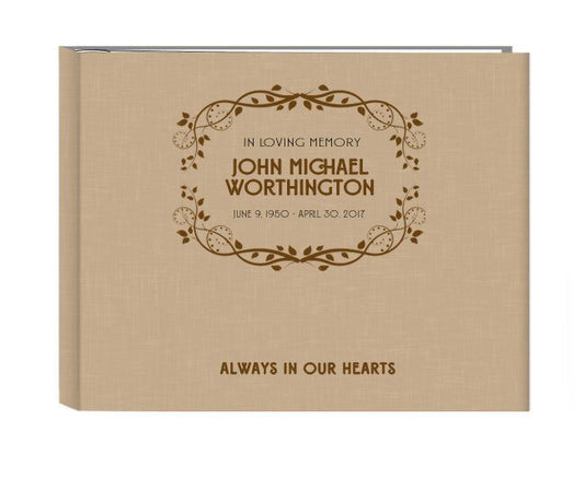 Always In Our Hearts Linen Landscape Funeral Guest Book - The Funeral Program Site