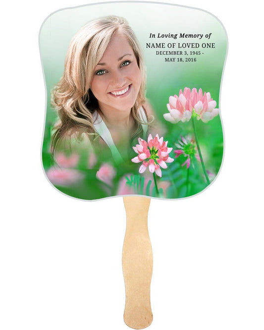 Ambrosia Cardstock Memorial Fan With Wooden Handle (Pack of 10) - The Funeral Program Site