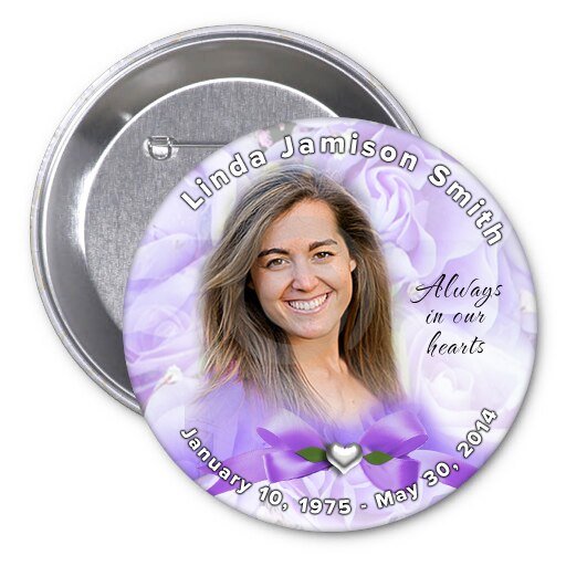 Amethyst Memorial Button Pin (Pack of 10) - The Funeral Program Site