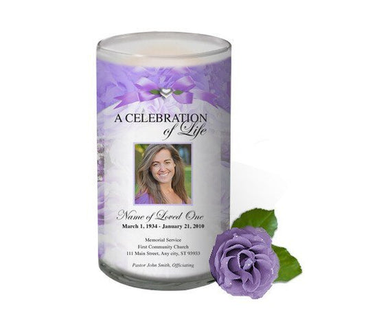 Amethyst Personalized Glass Memorial Candle - The Funeral Program Site