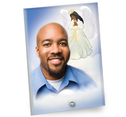 Angel Beveled Glass Memorial Portrait - The Funeral Program Site