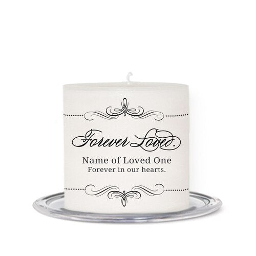Arabasque Personalized Small Wax Memorial Candle - The Funeral Program Site