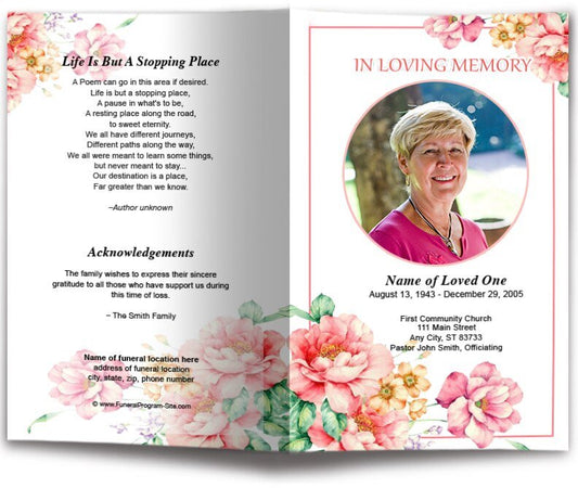 Aroma Watercolor Funeral Program Template - The Funeral Program Site