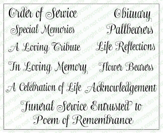 Ashton Funeral Program Title Word Art Pack of 12 - The Funeral Program Site