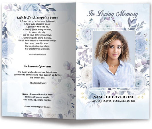 Azure Funeral Program Template - The Funeral Program Site