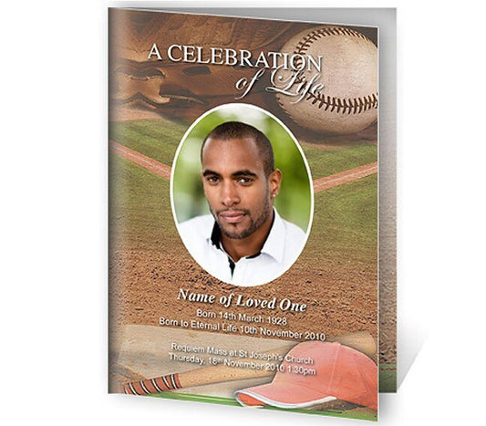 Baseball A4 Funeral Order of Service Template - The Funeral Program Site