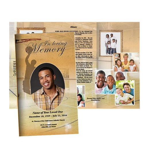 Basketball Trifold Funeral Brochure Template - The Funeral Program Site