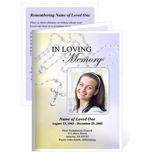 Beads Small Memorial Card Template - The Funeral Program Site