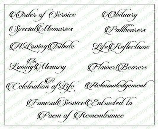 Beautiful Funeral Program Title Word Art Pack of 12 - The Funeral Program Site
