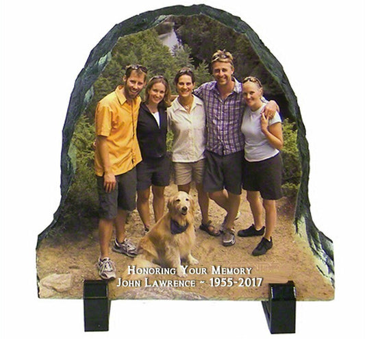 Bell Shape Memorial Slate Stone Plaque with Stand - The Funeral Program Site