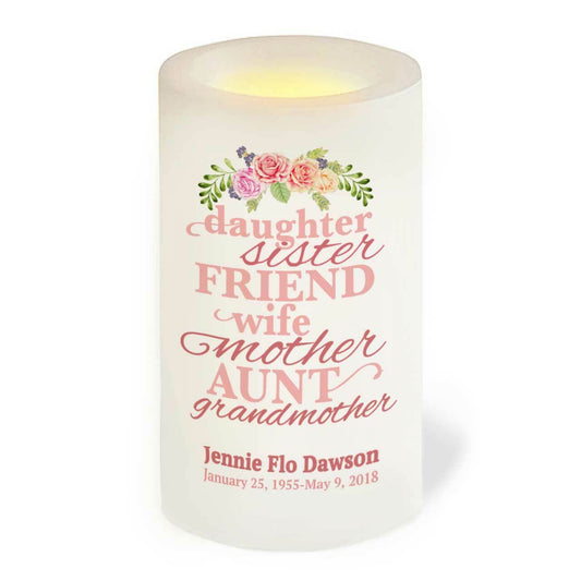 Beloved Her Personalized Flameless LED Memorial Candle - The Funeral Program Site