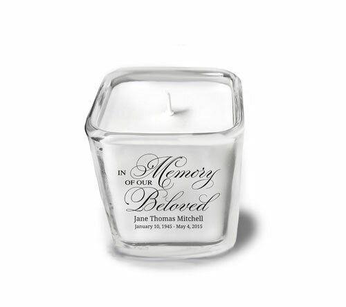 Beloved Personalized Glass Cube Memorial Candle - The Funeral Program Site