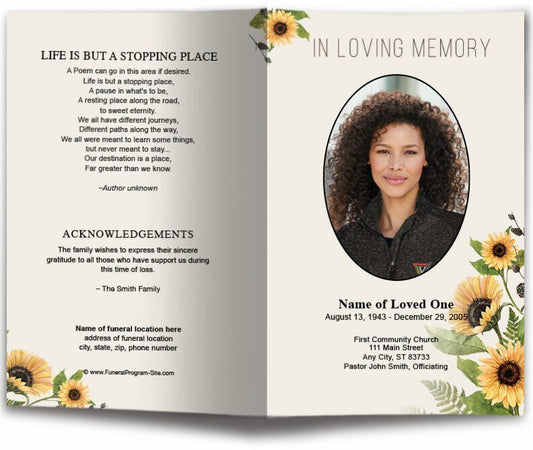 Black Eyed Susan Watercolor Funeral Program Template - The Funeral Program Site