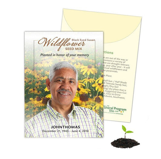 Black Eyed Susan Wildflower Custom Seed Packet (Pack of 10) - The Funeral Program Site