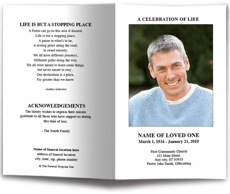 Blank Funeral Program Template Bi Folded Funeral Program Template With