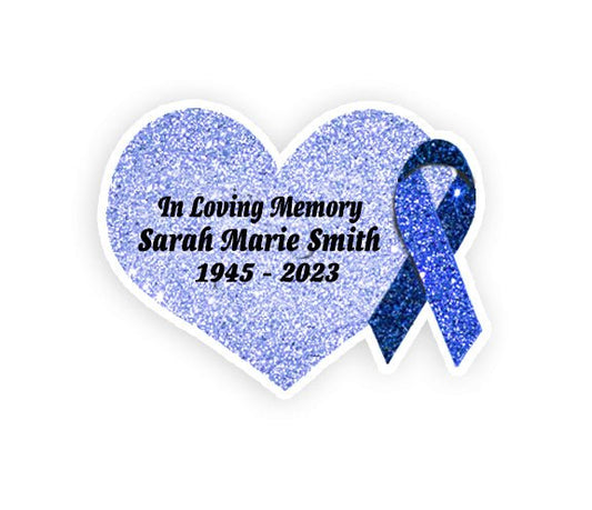 Blue Cancer Ribbon Heart Pin - Pack of 10 - The Funeral Program Site